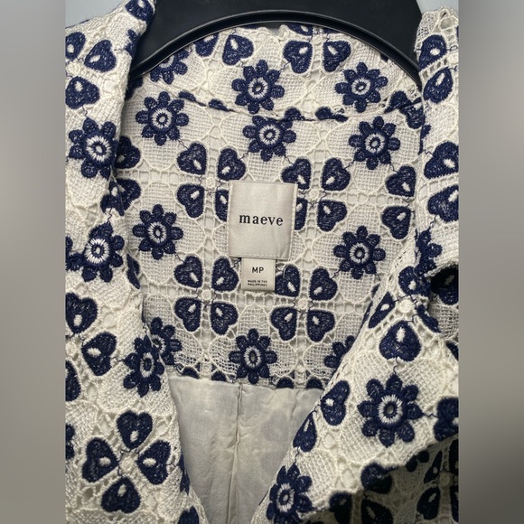 Anthropologie Maeve Short-Sleeve Geo Lace Mini Shirt Dress Size MP - Picture 4 of 12